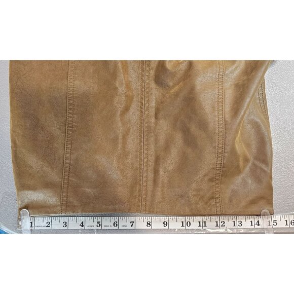 Free People Womens 8 Modern Femme Vegan Faux Leather Mini Skirt Brown‎ Tobacco - Picture 9 of 12